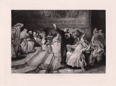 Sir John Gilbert A Convocation (Convocation of Clergy) 1878 etching