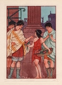 Joseph Kuhn-Regnier 1929 Color Engraving "The Flower Seller" Limited Framed