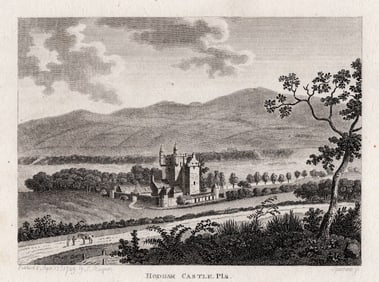 Francis GROSE 1700s Engraving Old Hodham Castle Framed Signed