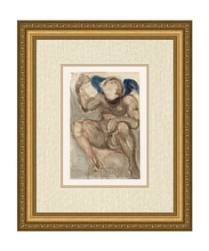 Salvador Dali 1960 Authentic Woodcut Envy Signed Framed