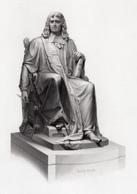 MATTHEW NOBLE 1800s Engraving Isaac Barrow, at Trinity FRAMED