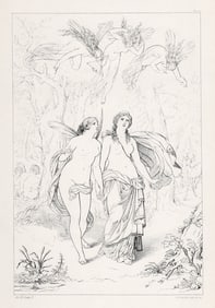 JOSEPH NOEL PATON 1800s Engraving Panthea & Asia SIGNED Framed