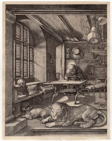 1876 Albrecht Durer St. Jerome in his Study engraving signed
