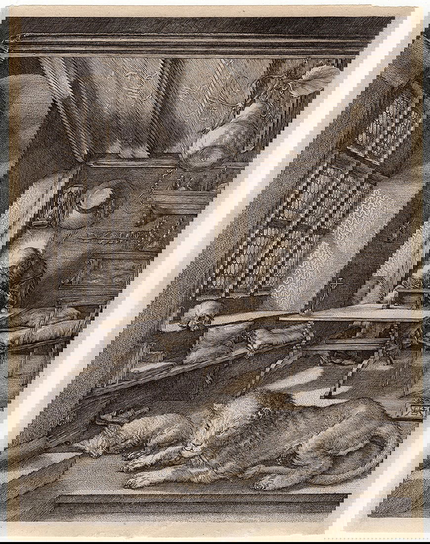 1876 Albrecht Durer St. Jerome in his Study engraving signed (1 of 7)