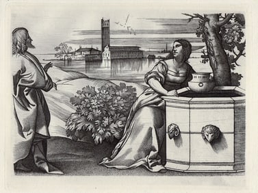 Giulio Romano Campagnola Christ with the Woman of Samaria (also referred to as Rebecca at the Well)