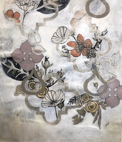 Kari Taylor Mixed Media Painting Heirloom I 28 x 28 inches