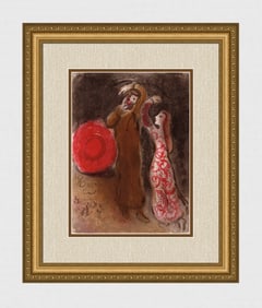 1960 Marc Chagall Lithograph Meeting of Ruth and Boaz Framed