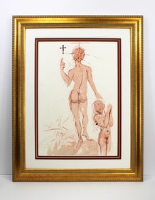 Dali Biblia Sacra Original Psalm 51:7 1967 Lithograph Framed