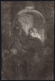 REMBRANDT Etching B128 The Schoolmaster FRAMED