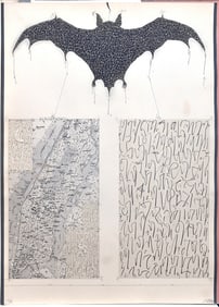 Zush Evru 1996 Lithograph Bat Signed Numbered
