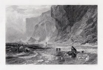 1800s SAMUEL BOUGH Engraving Mordaut Rescuing Cleveland Framed SIGNED