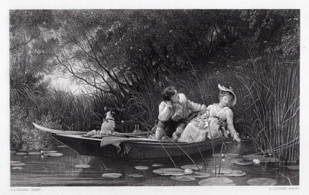 1800s Samuel Luke Fildes Engraving "Simpletons" Framed COA