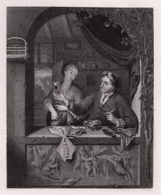Willem van Mieris A Dutch Ale House 1834 Engraving Signed