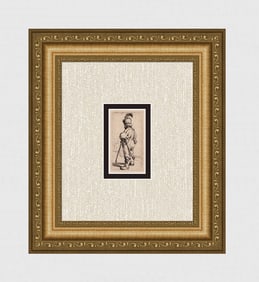 1800s REMBRANDT Etching B141 Polander Leaning on a Stick DURAND