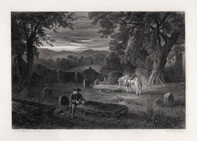 John MACWHIRTER 1800s SIGNED Engraving The Graveyard FRAMED