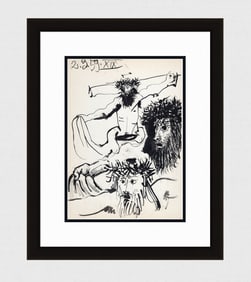 PABLO PICASSO 1961 Vintage Lithograph Christ on the Cross FRAMED