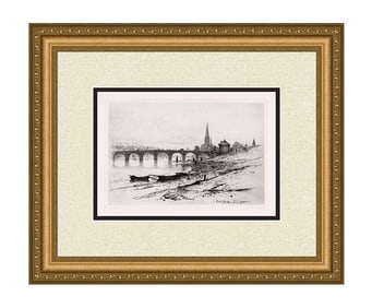 Sir David Young Cameron Perth Bridge etching signed