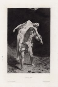 Alexandre Falguiere Cain and Abel (Cain et Abel) 1876 etching