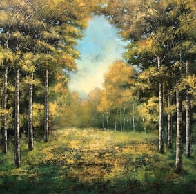 Huge Jason Jarava Acrylic Painting Pavillion 50 x 50 inches