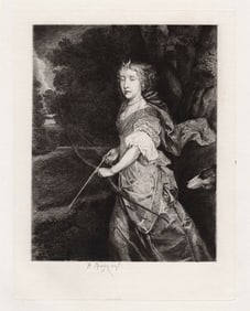 Sir Peter Lely 1877 etching The Princess Mary (Mary II (1662-94), when Princess c.1672) signed