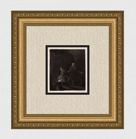 1800s REMBRANDT B53 Etching The Flight into Egypt Durand Framed
