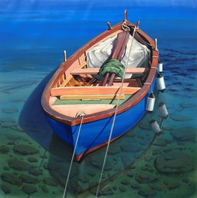 Fran Martin Original Painting Rowboat II 40 x 40 Inches
