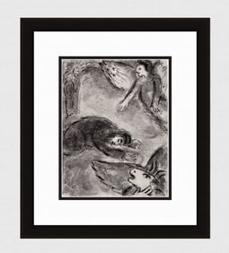 MARC CHAGALL 1960 Antique Biblical Print "Job's Sorrow" Gallery Framed