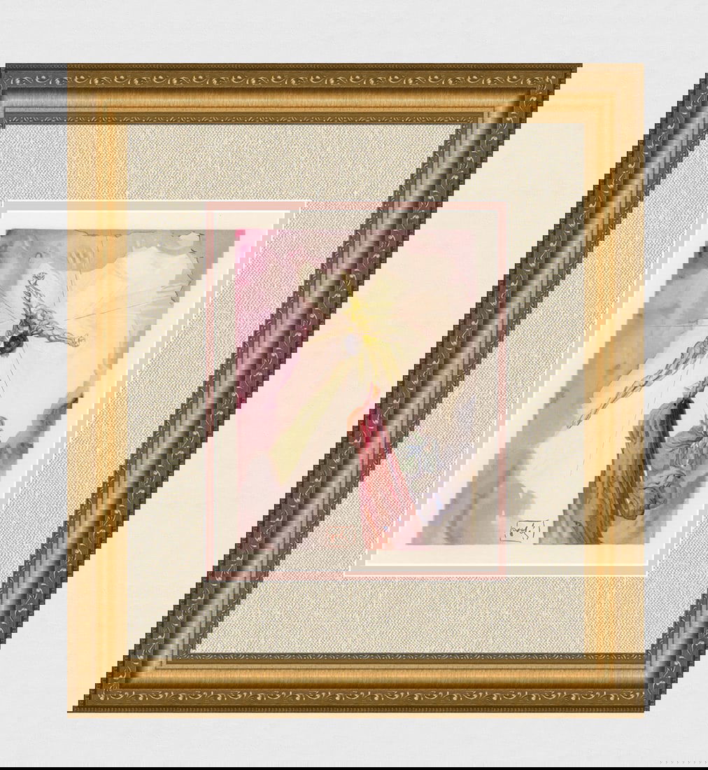 1960 Salvador Dali Christ Authentic Woodcut Signed Framed