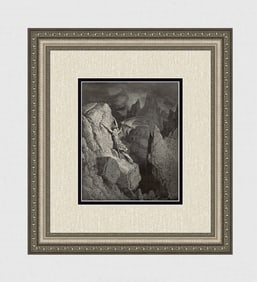 Gustave Dore Satan's Flight Through Chaos (Milton's Paradise Lost) c. 1880 Woodcut Signed