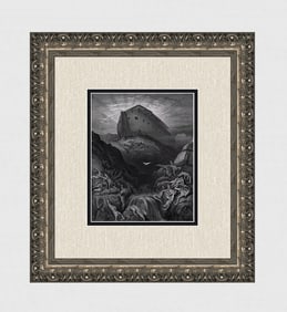 Gustave DORE 1800s Religious Wood Engraving NOAH’S DELIVERANCE Framed SIGNED