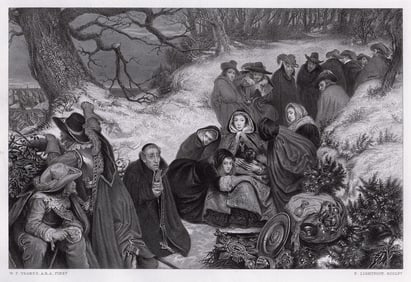 1869 William Frederick Yeames The Peril of the Queen Henrietta Maria engraving signed