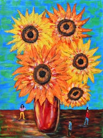 Arthur Kinslow Original Painting Sunflowers 30 x 40 Inches