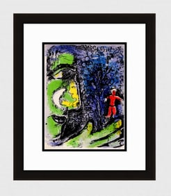 1960 Marc Chagall Lithograph Le Profil et l'enfant Rouge Framed
