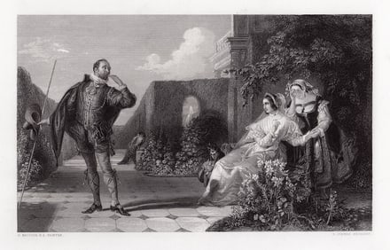 Daniel Maclise 1849 engraving Twelfth Night signed