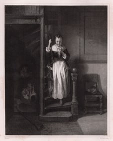 Arnold van Maas The Vigilant Mistress engraving signed