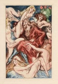 Nicolas Sternberg 1930 Color Engraving "King Pausole" Limited Framed