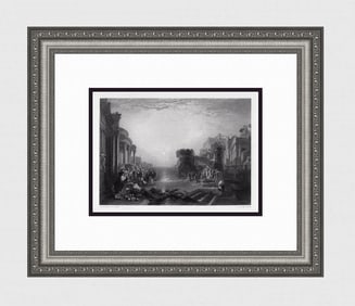 1800s TURNER Engraving Decline of the Carthaginian Empire SIGNED FRAMED