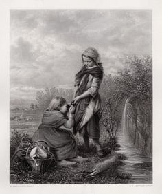 1800s Henry CAMPOTOSTO Engraving Spring in the Air Framed SIGNED