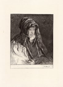 1887 Andrew Geddes The Artist's Mother (Agnes Geddes) etching signed