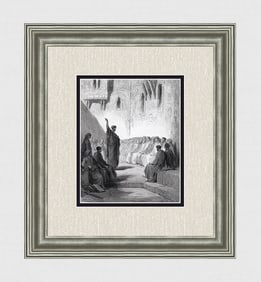 1800s Gustave DORE Wood Engraving St. Paul Preaching to the Thessalonians SIGNED FRAMED