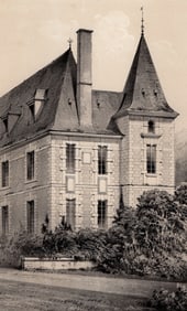 ORIGINAL 1800s Victor Petit Lithograph Baclair Castle SIGNED FRAMED