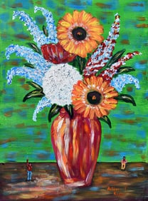 Arthur Kinslow Original Painting Summer Bouquet 30 x 40 Inches