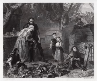 Henrietta Mary Ada Ward 1868 Engraving The Potters Shop SIGNED FRAMED