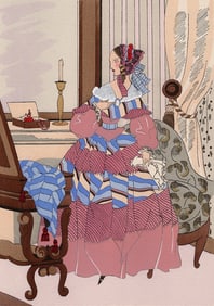 Framed Ro Keezer Vintage Color Pochoir The Ladies New Dress Signed