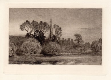 Alfred Dawson Mapledurham etching signed