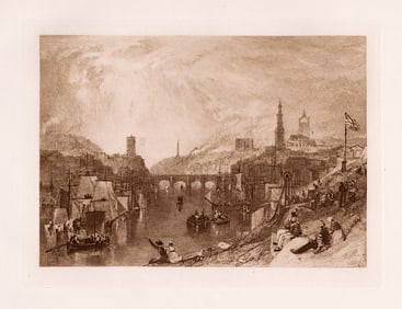 1888 Joseph Mallord William Turner Newcastle-on-Tyne engraving signed