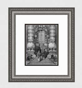 DORE 1800s Orlando Furioso Woodcut The Emperor of Ethopia SIGNED Framed