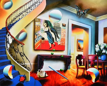 Ferjo Limited edition Giclee on Canvas Dining with Chagall Signed Numbered