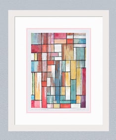 Mathis Original Gouache Stained Glass Framed Swiss