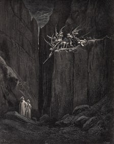 Gustave Dore Escape (Dante's Divine Comedy Enferno) c. 1880 Woodcut